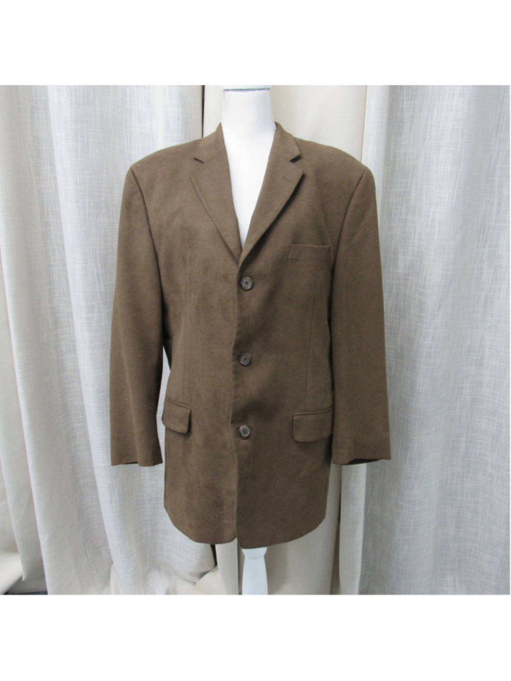 Andrew Fezza Brown Faux Suede Blazer Jacket 42R Comfort Stretch Men's Sport Coat